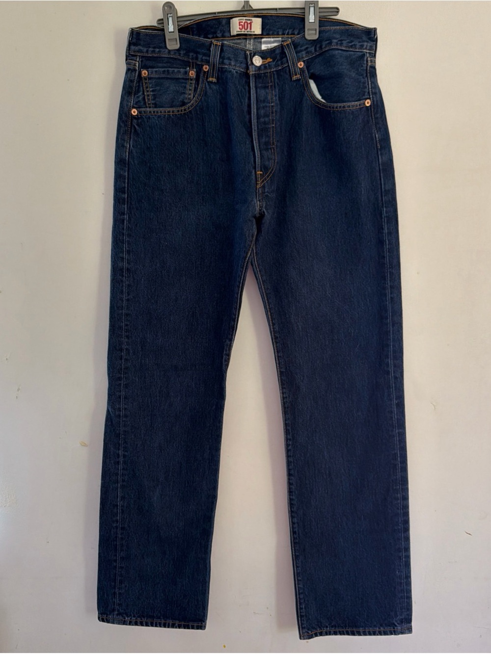 Levi's 501 Straight Leg Jeans in Dark Indigo with Contrast Stitching